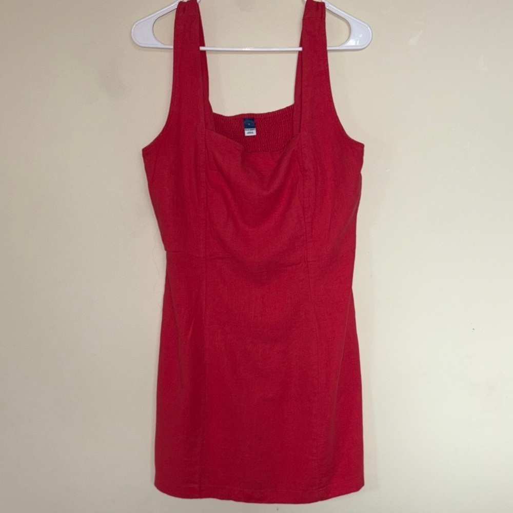 Old Navy Red Sleeveless Linen Dress